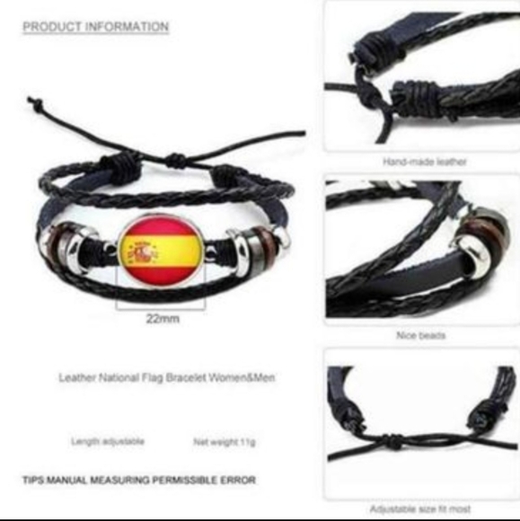 NWOT National Flag adjustable Unisex leather bracelet - Picture 8 of 11